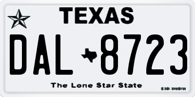 TX license plate DAL8723