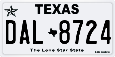TX license plate DAL8724
