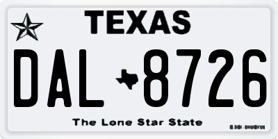 TX license plate DAL8726