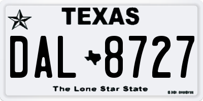 TX license plate DAL8727