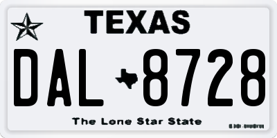 TX license plate DAL8728