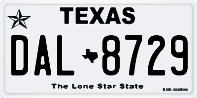 TX license plate DAL8729
