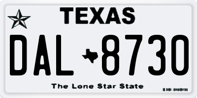 TX license plate DAL8730