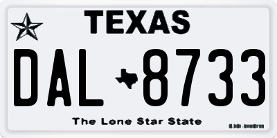 TX license plate DAL8733