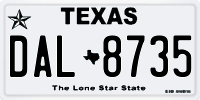TX license plate DAL8735