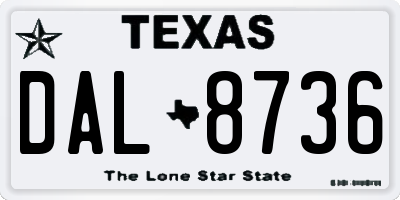 TX license plate DAL8736