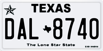 TX license plate DAL8740