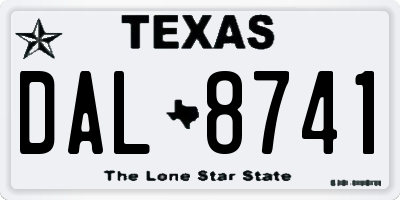 TX license plate DAL8741