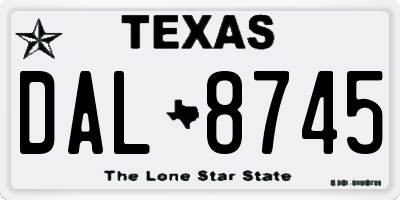 TX license plate DAL8745