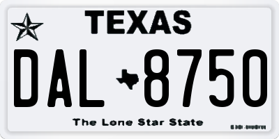 TX license plate DAL8750