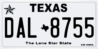 TX license plate DAL8755