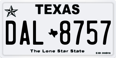 TX license plate DAL8757