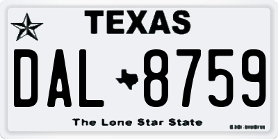TX license plate DAL8759