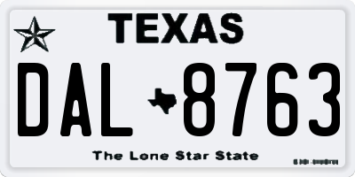 TX license plate DAL8763