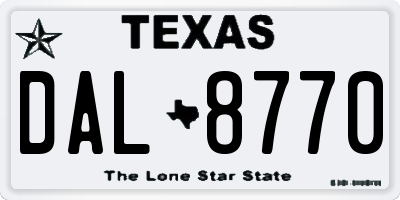 TX license plate DAL8770