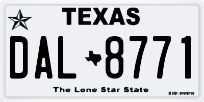 TX license plate DAL8771
