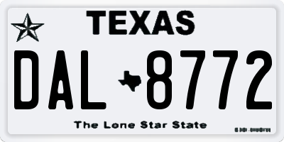 TX license plate DAL8772
