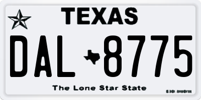 TX license plate DAL8775
