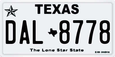 TX license plate DAL8778