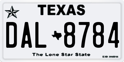 TX license plate DAL8784