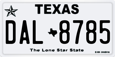 TX license plate DAL8785