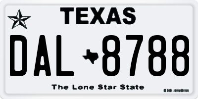 TX license plate DAL8788