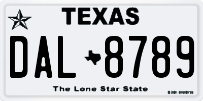 TX license plate DAL8789