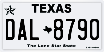 TX license plate DAL8790