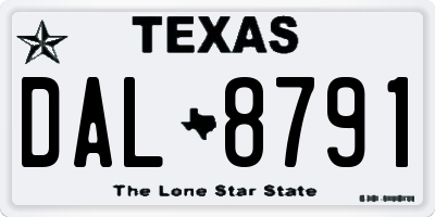 TX license plate DAL8791