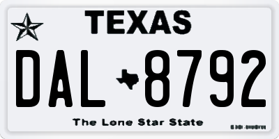 TX license plate DAL8792