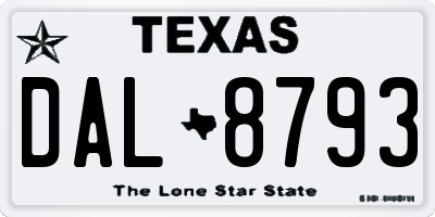 TX license plate DAL8793