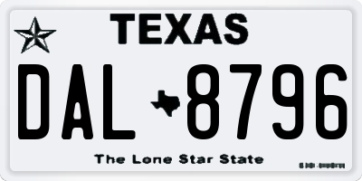 TX license plate DAL8796