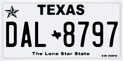 TX license plate DAL8797