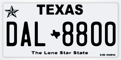TX license plate DAL8800