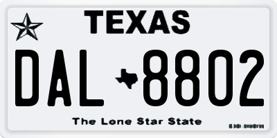 TX license plate DAL8802