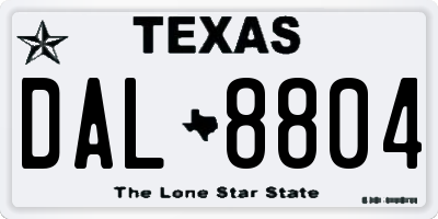 TX license plate DAL8804