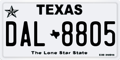 TX license plate DAL8805