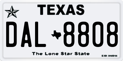TX license plate DAL8808