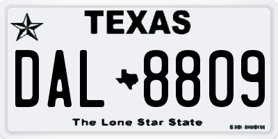 TX license plate DAL8809