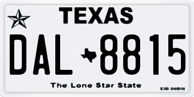 TX license plate DAL8815