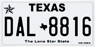 TX license plate DAL8816