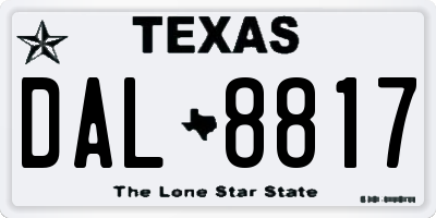 TX license plate DAL8817