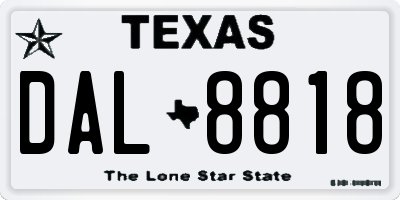 TX license plate DAL8818