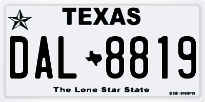 TX license plate DAL8819