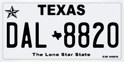 TX license plate DAL8820