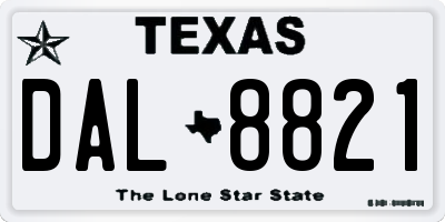 TX license plate DAL8821