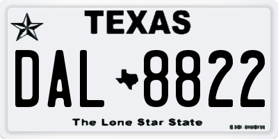 TX license plate DAL8822