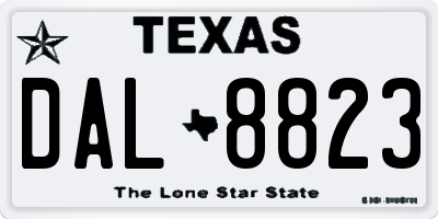 TX license plate DAL8823