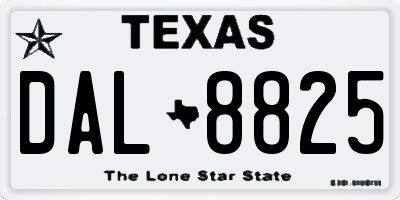 TX license plate DAL8825