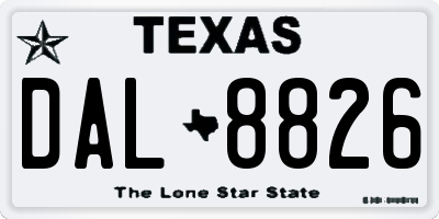TX license plate DAL8826